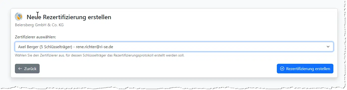 Rezertifizierungen nach Kompetenzträger